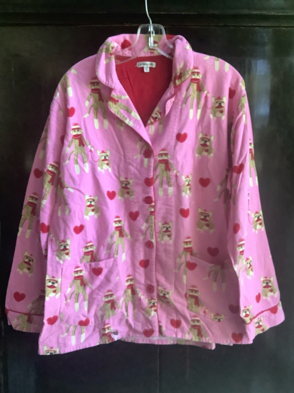 PJ Salvage Sock Monkey Flannel Pajama Top